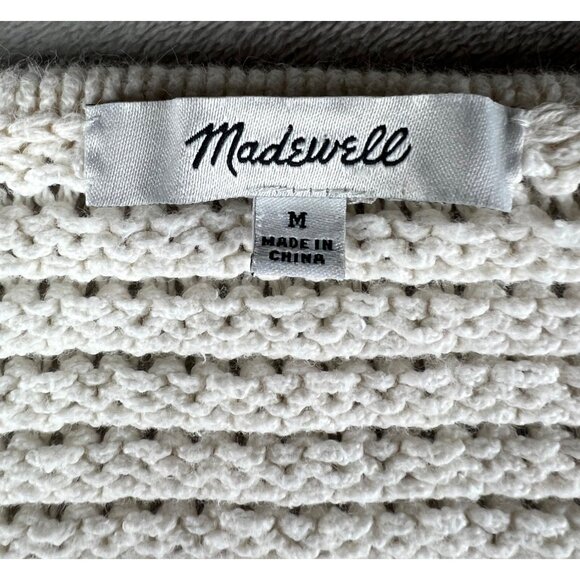 Madewell Breezeway Pullover Ivory Knit V-Neck Cropped Sweater Womens Medium - Picture 3 of 14